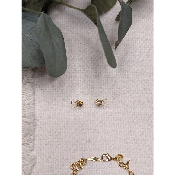 Gorjana Heart Earring and Spike Bracelet Set in Gold - Picture 2 of 4